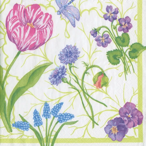 Caspari - Floral Majolica Paper Cocktail Napkins - Image 1 of 1