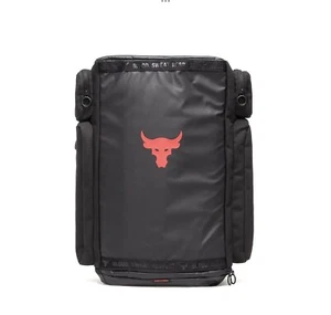 39L UA Under Armour Project Rock Duffle Backpack Bag New Black Red Gym - Picture 1 of 8