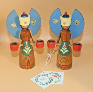 2 Engel Lichterengel Kerzenhalter je 16cm Erzgebirge Expertic VEB EVK Seiffen - Bild 1 von 3