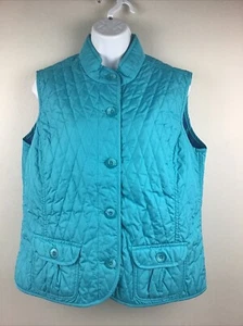 Van Heusen Women’s Blue Quilted Button Up W/Pockets Vest Jacket Sz. L - Picture 1 of 15
