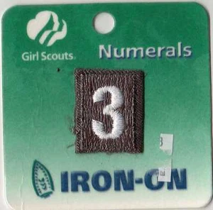 ~#3 Three~Brownie Brown Girl Scouts Troop Number Numeral Badge Patch~NEW - Imagen 1 de 1