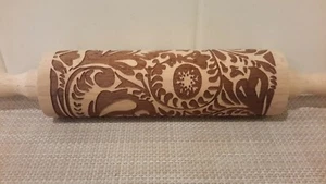 Christmas Wooden Rolling Pin Carved Embossing Pin Pattern Gift Kitchen Snowflake - Picture 1 of 6