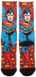 DC COMICS JUSTICE LEAGUE SUPERMAN PREMIUM SUBLIMATED ALL OVER PRINT CREW SOCKS - Picture 1 of 2