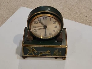 RARE VINTAGE SWISS ALARM CLOCK MUSIC BOX NEEDS SERVICE - Picture 1 of 13