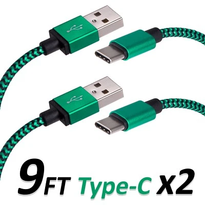 Type C USB Charger Data Cable 9 FT For Android Device Type-C High Quality 2 Sets - Image 1 of 3