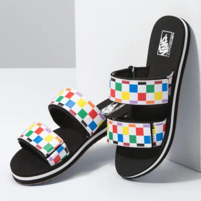 Vans Cayucas Sandalia Deslizante Ajustable Ultra Cush Arco Iris Cuadros Mujeres US5.5 Foto 1 de 4