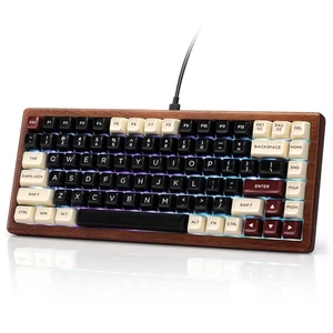 WK84 USB-C Wired Wooden Mechanical Keyboard, 75% Layout 84 Keys, RGB Backlit,... - Picture 1 of 7