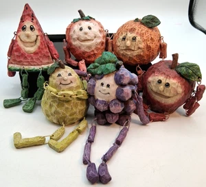 Vintage anthropomorphe Gemüse und Obst Regal Sitzer Harz 6er Set - Bild 1 von 7