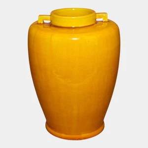 Awaji Japanese 1920s Art Pottery Golden Yellow Arts And Crafts Shouldered Vase - Picture 1 of 6