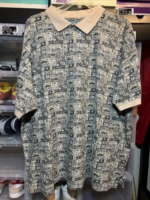 Camisa De Colección Big Dogs Para Hombres 3X Estilo Hawaiano Isla Perro Geométrica AOP 90s Foto 1 de 4