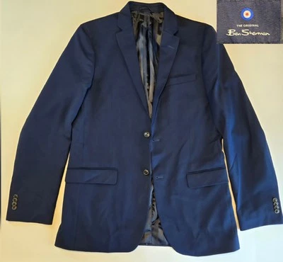 Blazer Ben Sherman Azul Hombres 40L Abrigo Deportivo Ojo de Pájaro Chaqueta Informal Puntada Superior Foto 1 de 4