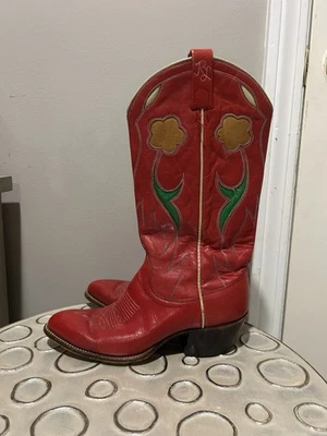 RARO VINTAGE RALPH LAUREN Selene VERMELHO Botas de Cowboy 2169 Feminino 7, Pequeno 7. - Imagem 1 de 4