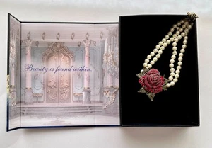 Collar de perlas Heidi Daus rosa roja La Bella y la Bestia encantadas - Imagen 1 de 6