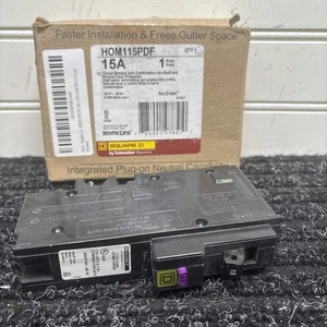 NUEVO - Disyuntor Square D HOM115PDF 1 Polo 15 Amp 10kA @ 120VAC Enchufable - Imagen 1 de 7