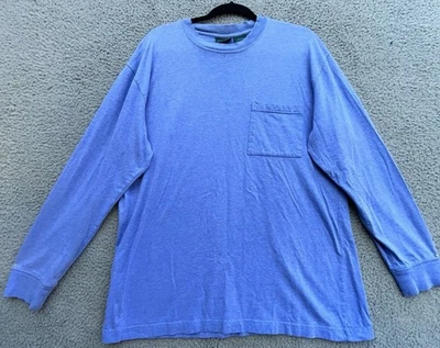Vtg Scandia Woods Men's Large Heather Blue Long Sleeve Crew Neck Pocket T Shirt - Image 1 of 4