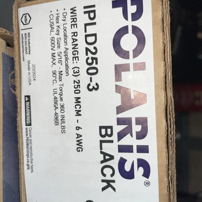 NUEVA Caja de 6 Conectores de Cable Negro Polaris IPLD250-3 250 MCM - 6 AWG Foto 1 de 2