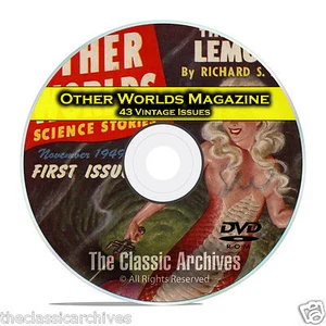 Other Worlds, 43 Vintage Pulp Magazines, Golden Age Science Fiction DVD CD C53 - Picture 1 of 6