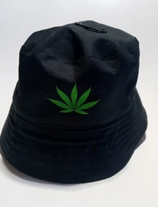 Bucket Hat Bud Marijuana Cannabis Leaf Green Black New Fishing Camping Hiking! - Picture 1 of 3