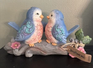 Jim Shore Happiness Together Heartwood Creek Blue Lovebirds New - Picture 1 of 8