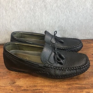 H.S. Trask Men's Size 10.5 Black Leather Shoes Driving Moccasin Slip On Loafers - Picture 1 of 10