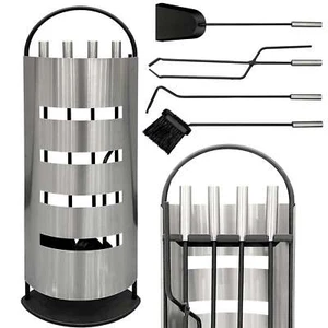 DanDiBo Kaminbesteck Schwarz Modern 5 Teilig Set 96616 Kaminset Kamingarnitur - Bild 1 von 7