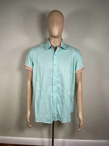 Robert Graham Button Up Shirt Mint Green Short Sleeve Men’s Size XL - Picture 1 of 9