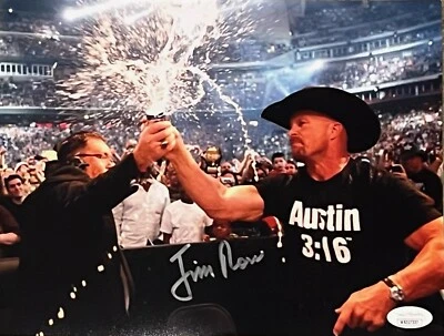 Jim Ross Signed 8x10 WWE Photo With Stone Cold Steve Austin JSA - Image 1 of 2
