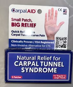 Carpal AID Box of 5 Patches for All Size Hands Aid for Carpal Tunnel Relief New - Picture 1 of 2