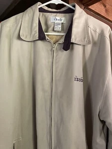 IZOD Khaki Jacket Zip Front Size Large Vintage - Picture 1 of 6