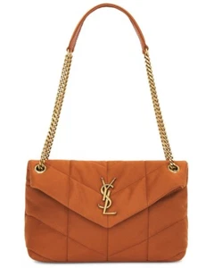 SAINT LAURENT Puffer Loulou Small $2850 Hot Rust Canvas Shoulder Bag New - Picture 1 of 6