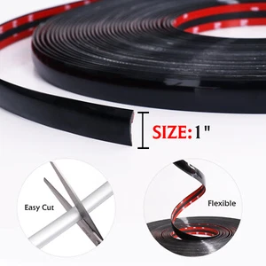 Black Molding Trim Strip For Car/Truck Door Window Body Side Adornment 10FT x 1" - Picture 1 of 12