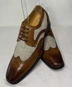 STACY ADAMS Kemper Two-Tone Brogue Derby Spectator Wingtip 7M (actual Size 8) - Picture 1 of 11