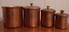 Copper Canisters Set of 4 w/ Brass Label Plates & Knobs; Kitchen 1 with no lid