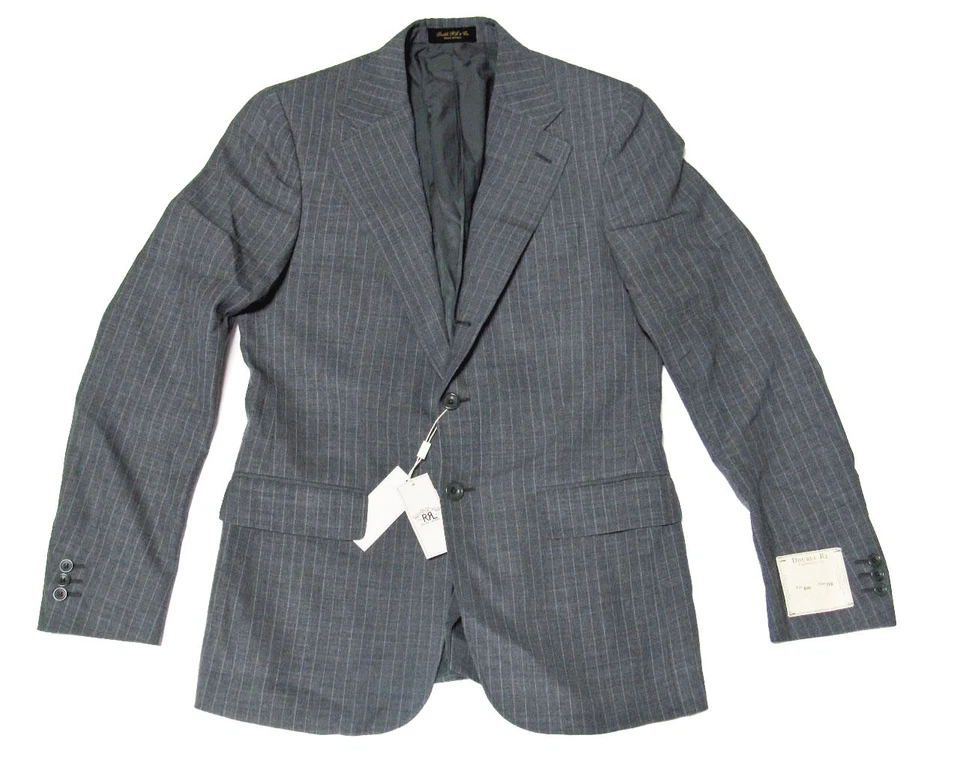 Double Ralph Lauren RRL Mens Italy Grey Wool Slim Stripe Sportcoat Blazer Jacket - Image 1 of 1