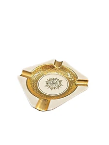 Cenicero de porcelana Kerafina 4" cuadrado texturizado oro 24K acento Baviera Alemania - Imagen 1 de 9