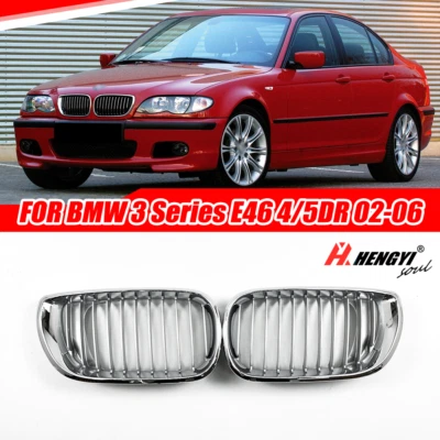 Chrome Front Kidney Grill For BMW 3 Series E46 320i 325i 325xi 330i 02-2006 LCI - Image 1 of 4