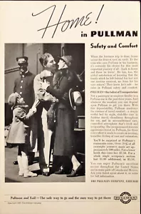 Pubblicità stampa d'epoca 1937 Pullman e Rail marito che lascia viaggio d'affari abbracci moglie - Foto 1 di 1