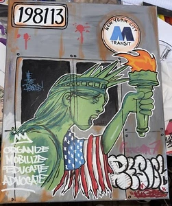 16 x 20 shortie canvas graffiti Transit Statue Of Liberty NYC Subway Train - Picture 1 of 3