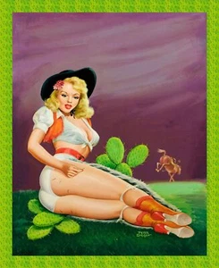 8856.Decoration Poster.Home room interior art print.Retro Pinup fall on cactus - Picture 1 of 1