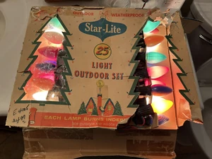 Vtg STAR-LITE CHRISTMAS TREE LIGHT SET 25 Light Set Outdoor Indoor in Box - Picture 1 of 12