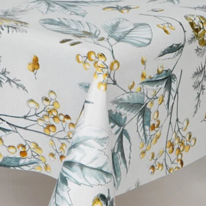 Christmas Autumn Wipe Clean PVC Vinyl Tablecloth Rustic Berries Yellow Acorn - Picture 1 of 2