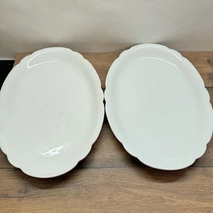 2x ovale Servierplatten Weiß Porzellan klassisch  - Picture 1 of 1