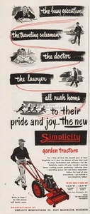 1949 Simplicity Mfg Port Washington WI Garden Tractor Model D M PRIDE & JOY Ad - Picture 1 of 1
