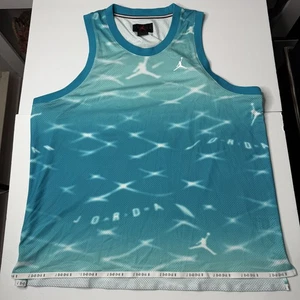 Jordan Shirt Uomo XL Blu Verde Maglia Basket Canotta Jumpman NBA Poliestere - Foto 1 di 6