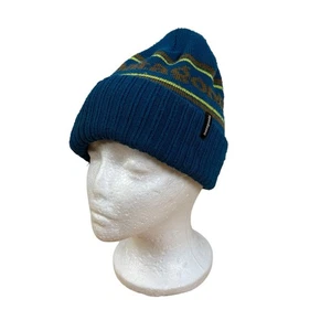 Vintage Teal Blue Heavy Knit PATAGONIA Beanie Ski Cap Hat - Picture 1 of 6