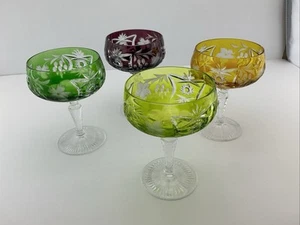 Set Of 4 NACHTMANN Bohemian Crystal Cut To Clear Champagne/Tall Sherbet Traube - Picture 1 of 5