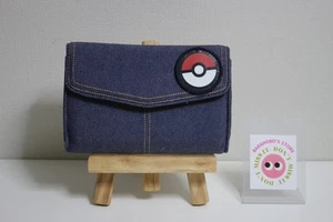 Pokemon Poke Ball Denim Pouch per Nintendo 3DS XL Giappone / Custodia da trasporto - Foto 1 di 7