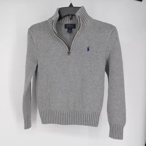 Polo Ralph Lauren para niños talla pequeña 8 gris 100 % algodón 1/4 cremallera - Imagen 1 de 6