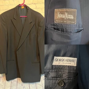 Giorgio Armani Le Collezioni Pinstripe 44R Blazer Sport Suit Neiman Marcus - Picture 1 of 11