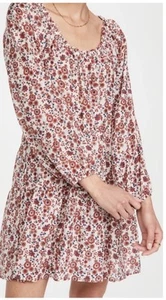 Xirena Dalyn Dress Size M Tiered Floral Red Spark Cotton Silk Long Sleeve - Picture 1 of 7